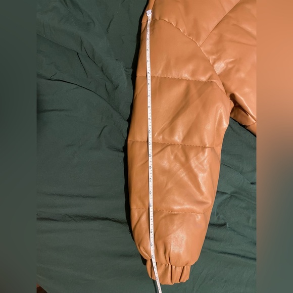 NWT Abercrombie & Fitch Ultra Mini Puffer Camel Vegan Faux Leather Bomber Sz XL - Picture 11 of 13